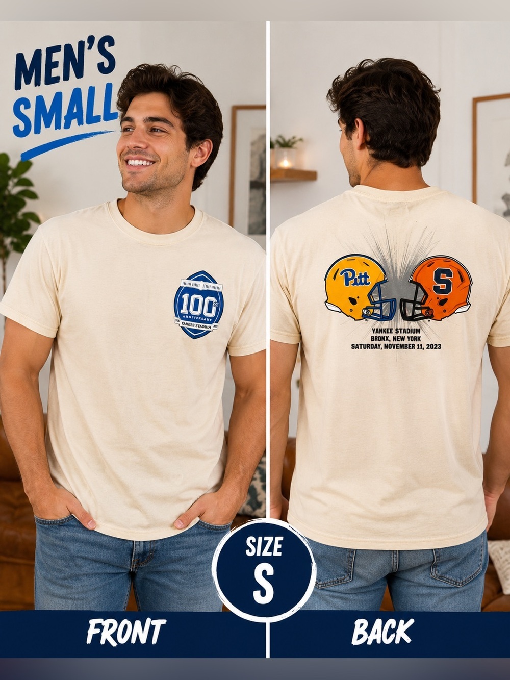 Mitchell & Ness Cream Pitt vs Syracuse Short Sleeve Tee SMALL
